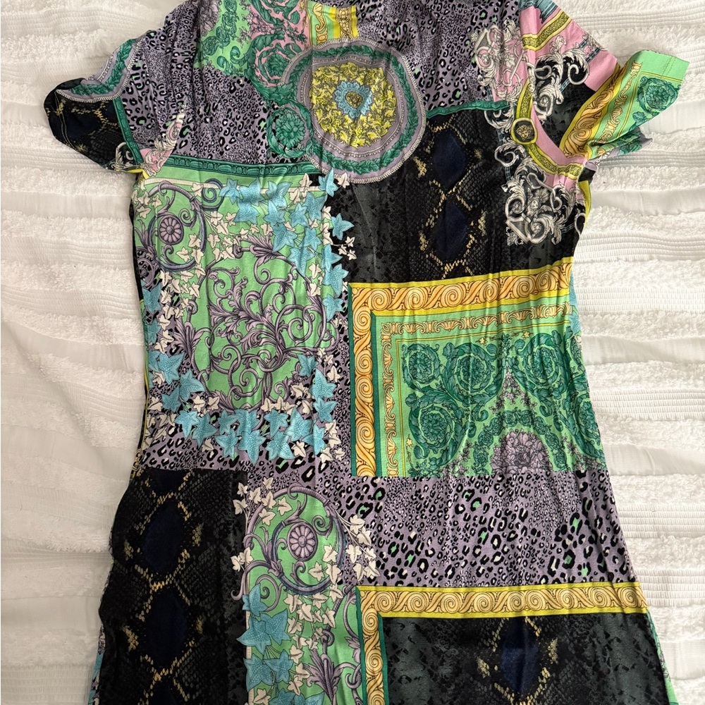 Versace Multicolor Patchwork Short Sleeve Tee - image 1